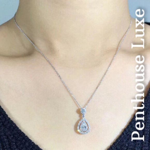 Pear Cut Double Halo Necklace - Picture 5 of 6